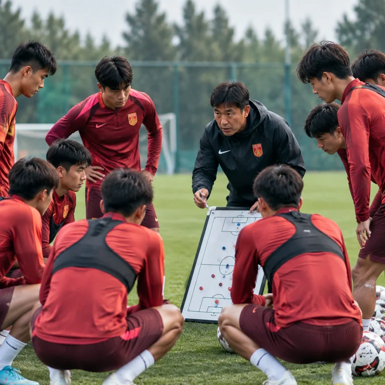 U23国足赛前训练与团队备战场景